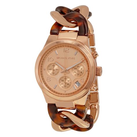 michael kors runway tortoise twist chain link ladies watch|Michael Kors Runway Rose Gold.